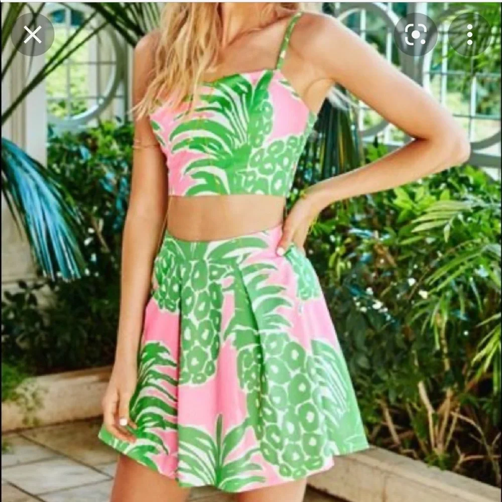 NWT HOLY GRAIL Lilly‎ Pulitzer Parfait Set in Flamenco Size:2 Crop top skirt